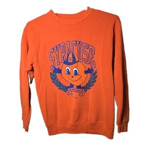 Vintage 1989 Syracuse Orangemen Sweatshirt Size XL Orange 80s Mascot Crewneck t8